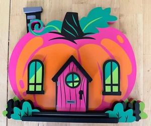 Target 2024 Hyde and Eek Neon Wood Halloween Mini Mantle Decor 9” PUMPKIN HOUSE - Picture 1 of 3