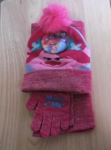 DREAM WORKS TROLLS FUCHSIA 3 PC. SET - HAT SCARF GLOVES - GIRLS - ONE SIZE - NWT - Picture 1 of 4