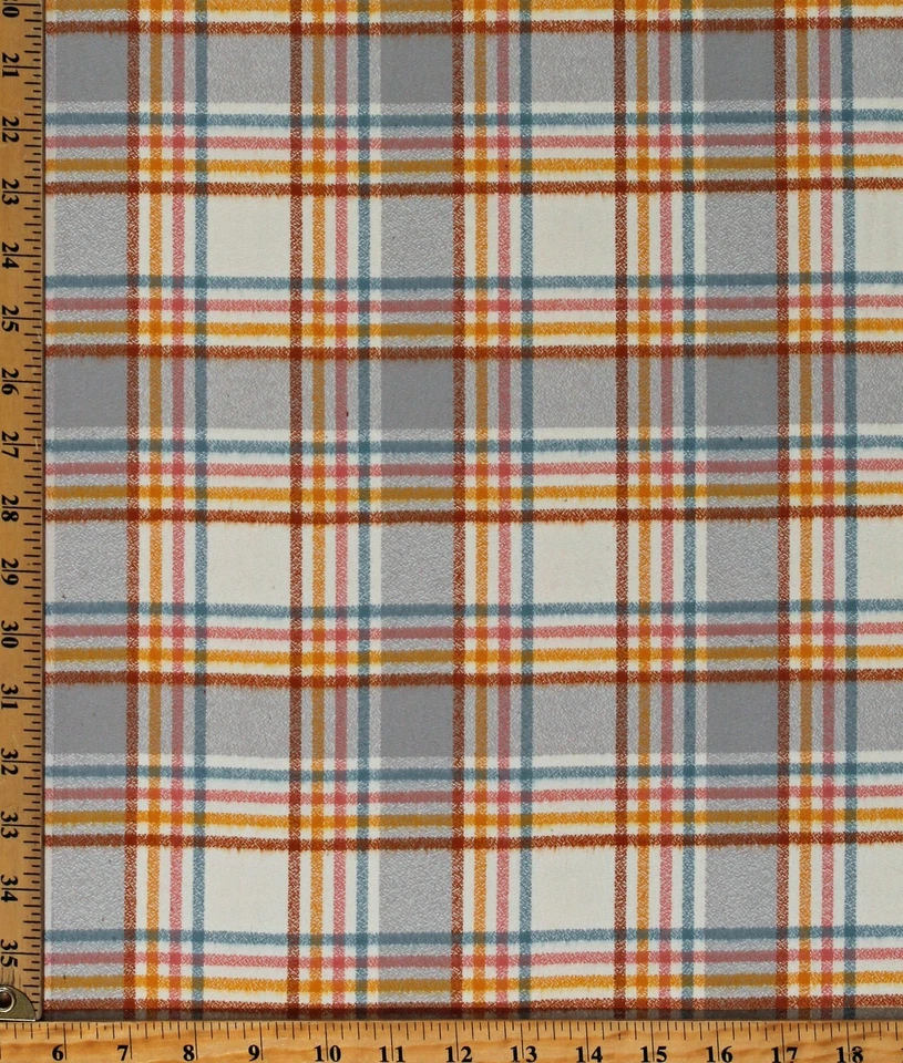 Mammoth Organic Flannel Crepe Weave Spice Plaid Flannel Fabric by Yard D276.23 - Image 1 of 1
