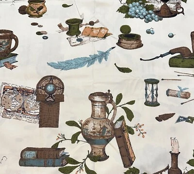 Tecido de linho de algodão vintage americano antigo NOS 42” x 48” decoração de escritório sem marca - Imagem 1 de 4