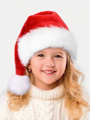 SOMBRERO DE SANTA NAVIDAD para niños Papá Noel Sombrero de terciopelo suave Vestido de fantasía Accesorios EE. UU. Foto 1 de 4