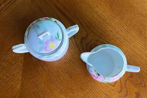 Noritake Azalea china sugar and creamer set. Made in Japan Green - Picture 1 of 9