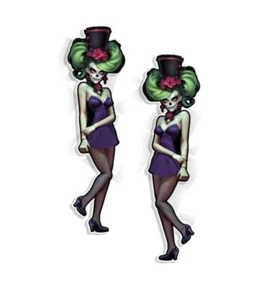 Voodoo Time Day of the Dead Decals Pin Up Sexy Vinyl DECALS Vintage Stickers - Picture 1 of 4