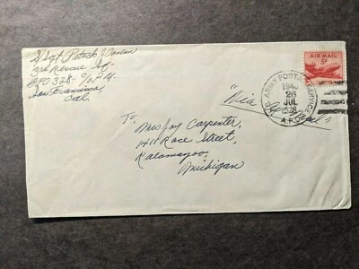 APO 328 YOKOTA, JAPAN 1948 Army Cover 3rd RESCUR Sqd Soldier's Mail - Image 1 of 2