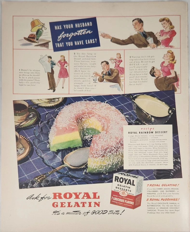 Postres de gelatina real 1941 anuncio vintage receta de postre arco iris real Foto 1 de 1