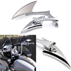 2X CHROME TEARDROP CUSTOM REARVIEW MIRRORS FOR HARLEY MOTORCYCLE CRUISER CHOPPER - Picture 1 of 8