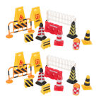  1 Set of Mini Road Block Signs Toy Miniature Traffic Sign Toys Traffic Signal