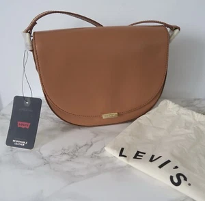 Levi's Diana Saddle Bag Leather Tan Shoulder Bag Crossbody Handbag Brown BNWT - Picture 1 of 18