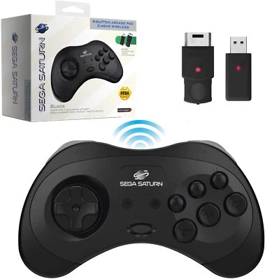 Retro-Bit 2.4 GHz Wireless Controller 8-Button Sega Saturn, Genesis Mini - Black - Image 1 of 4