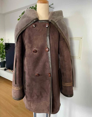 Винтажный Christian Dior бутик FOURRURE стриженный мех кожаное пальто коричневый Японии - Изображение 1 из 4