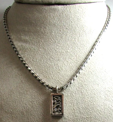 Colgante y collar vintage LOIS HILL PLATA ESTERLINA diseño pergamino 17" Foto 1 de 4