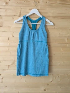 Lululemon Turbo Racer Back Tank Top Turquoise Aqua Stretch Yoga Medium- Large - Picture 1 of 9