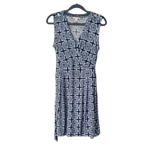 Banana Republic Women's Navy Printed Belted Faux Wrap Work Dress, Size XS - Picture 1 of 11