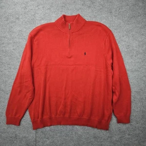 Polo Ralph Lauren Suéter Para Hombres 5XB Grande Rojo 1/4 Cremallera Pullover Poni Algodón Clásico - Imagen 1 de 6