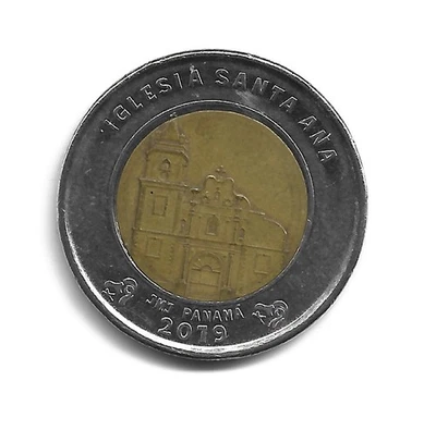 World Coins - Panama 1 Balboa 2019 Coin KM# 166 Iglesia Santa Ana - Image 1 of 3
