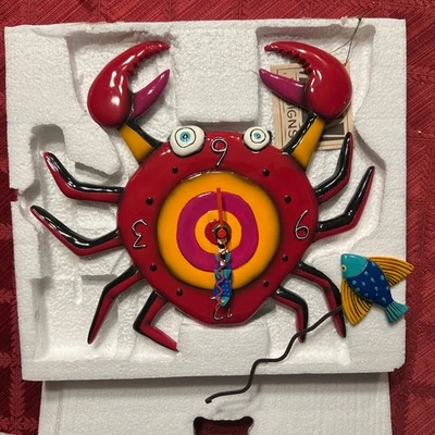 Allen Designs Wall Clock Pendulum Red Crab Clock NIB SEE VIDEO - Image 1 of 4