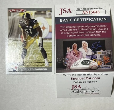 2004 Topps Total James Farrior Auto JSA Cert - Image 1 of 2