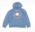 Converse Boys Blue Pullover Hoodie 10-12 Years Graphic Print Cotton Blend
