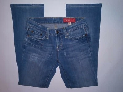 Yaso Women's Blue Simple Straight  Distressed Patch Jeans Sz 1/2 26 - Image 1 of 4