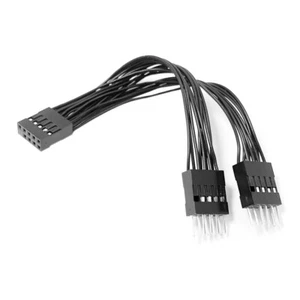 Motherboard USB extension cable 9-pin, 10cm Y-type one-point-two all-black cable - Afbeelding 1 van 6