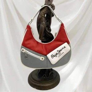 Mujer Pepe Jeans Rojo | Gris | Blanco Bolso de Mano Nuevo con Etiquetas - Imagen 1 de 6