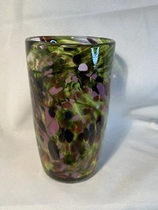 K Howard Art Glass Studio 5.5” Drinking Glass Colorful tumbler 2005 Signed - Picture 1 of 6