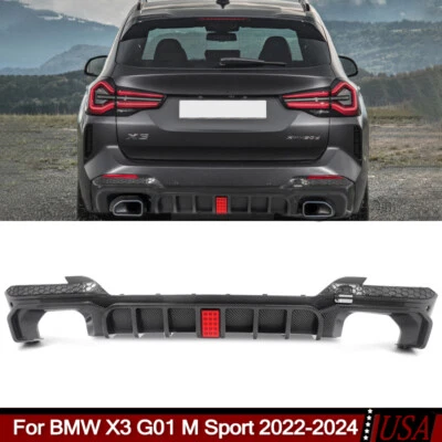 Carbon Fiber Look F1 Style Rear Bumper Diffuser Lip Fits BMW X3 G01 M40i 2022-24 Foto 1 de 4