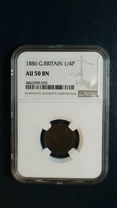 1886 Great Britain 1/4 Penny NGC AU50 BN 1/4P Coin PRICED TO SELL NOW!  - Picture 1 of 4