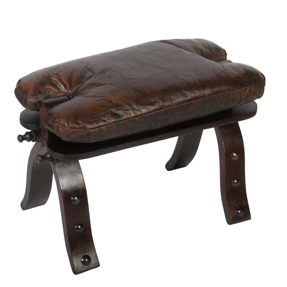Orientalischer Kamelhocker Sadia Sitzhocker Pouf Ottomane Fußhocker Leder  - Bild 1 von 1