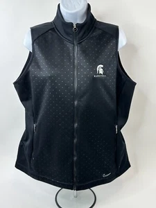 Nike Golf Tour Performance Vest Michigan State Womens XL Black Polka Dot Zip - Picture 1 of 13