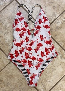 NWOT RED FLAMINGO BACKLESS SWIMSUIT BY CUP SHE SIZE SMALL - Picture 1 of 2