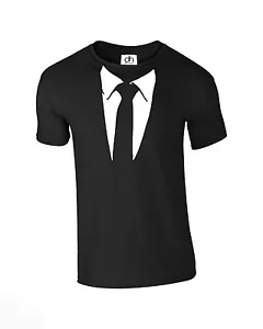 Suit and Tie TUXEDO AMAZING T SHIRT Funny GIFT Stag Fancy Dress (TIE,TSHIRT) - Picture 1 of 1