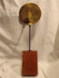 Abstract Minimalist Sun Sculpture Mid Century Modern Style Metal Gold 19" - Picture 1 of 18