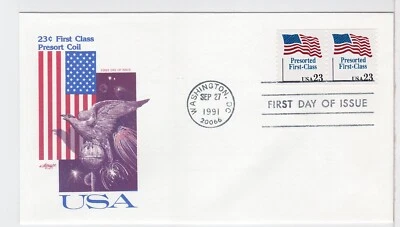TurtlesTradingPost- American Flag Presorted Mail 1991 #2605 FDC Artmaster Cachet - Image 1 of 2