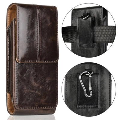 Funda colgante de cuero vertical para teléfonos celulares con clip para cinturón funda bolsa de transporte Foto 1 de 4