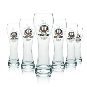 6x Erdinger Glas 0,5l Weißbier Hefe Kristall Weizen Gläser Gastro Geeicht Bräu - Bild 1 von 4
