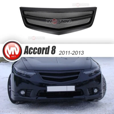 Front ABS Grille var №2 with mesh for Honda Accord 8 CU/CW Acura TSX 2011-2014 - Image 1 of 4