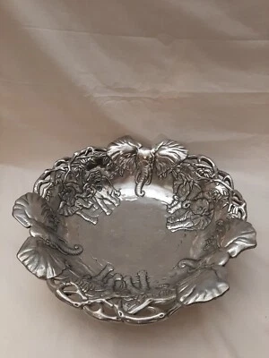 Arthur Court Elephant Bowl 1995 14" metal ensalada de frutas aluminio  Foto 1 de 4