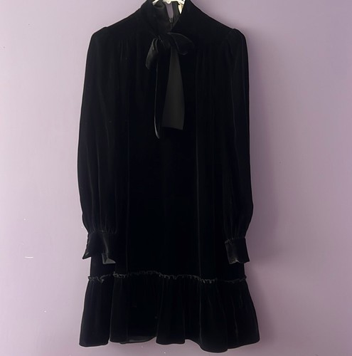 Abito Kate Spade cravatta con fiocco di velluto collo arricciato