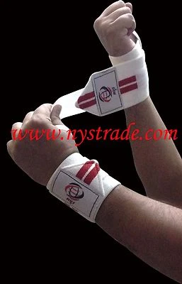 WRIST WRAPS FOR WEIGHT LIFTING GYM TRAINING  BANDAGE STRAPS - Pair - Image 1 of 4