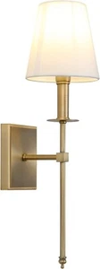 Single Classic Rustic Industrial Wall Sconce Lighting Fixture with Fabric Shade - Picture 1 of 13
