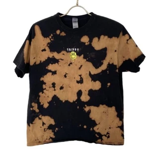 Tie Dye T-shirt Trippy Melting Smiley Face SZ L Brown Black Tie Dye - Picture 1 of 11