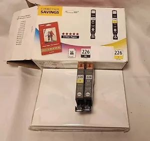 Nuove cartucce di inchiostro originali Canon OEM 226 BK Y combinate con carta fotografica - Foto 1 di 1
