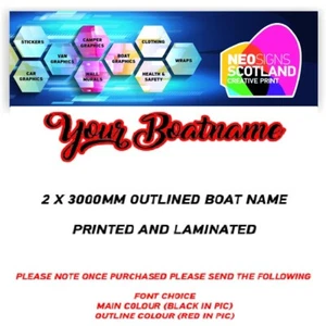 3000MM 3.0M OUTLINED BOAT NAME SSR GRAPHICS STICKERS DECALS CUSTOM JETSKI - Picture 1 of 3