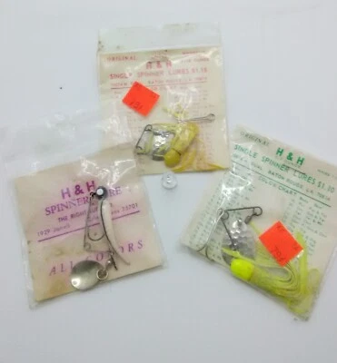 Vintage H&H Spinner Lures - 3/ oz - 3 Cards - Original Packaging - Image 1 of 4