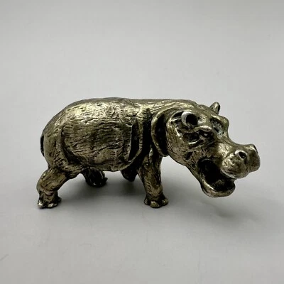 Фигурка бегемота миниатюрная скульптура итальянский континентальный серебро 800 бегемот - Изображение 1 из 4