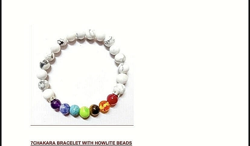 7CHAKARA BRACELET WITH HOWLITE BEADS - Image 1 of 1