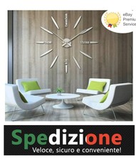 OROLOGIO DA PARETE ADESIVO EFFETTO 3D CROMATO DESIGN MODERNO DECORAZIONE CASA 5