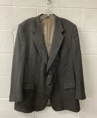VNT 90s Y2K Givenchy Blazer Striped Gray Pure Wool 48 Chest XL Suit Jacket Hole - Image 1 of 4