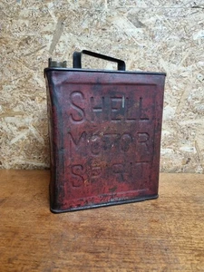 Vintage Shell Motor Spirit Racing 2 Gallon Petrol Oil Can Tin With Brass Lid Cap - Foto 1 di 8